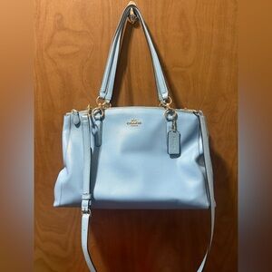 Coach Leather Christie Carryall Light Blue Leather Tote Bag